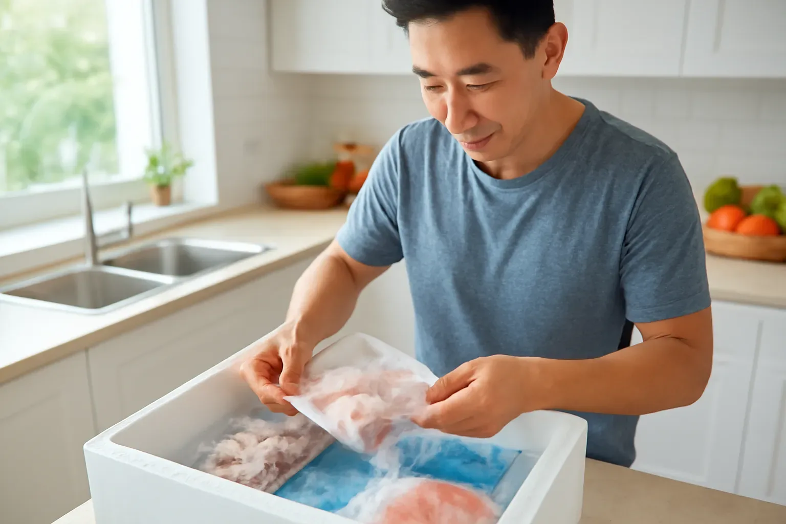 Gửi giò chả, hải sản, thịt đông lạnh bằng thùng xốp: giữ lạnh bao lâu